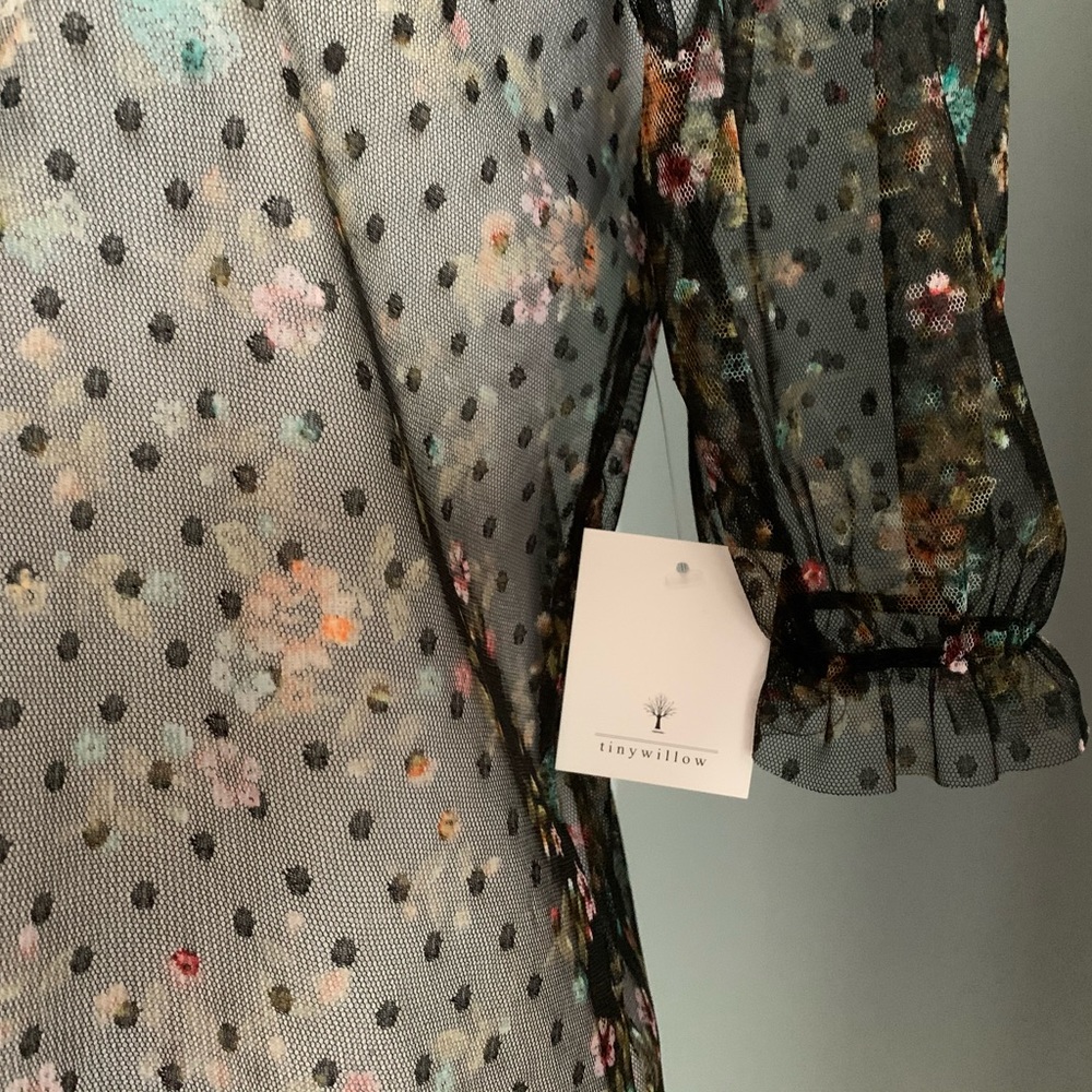 NWT Black Sheer Floral 🌸Top
